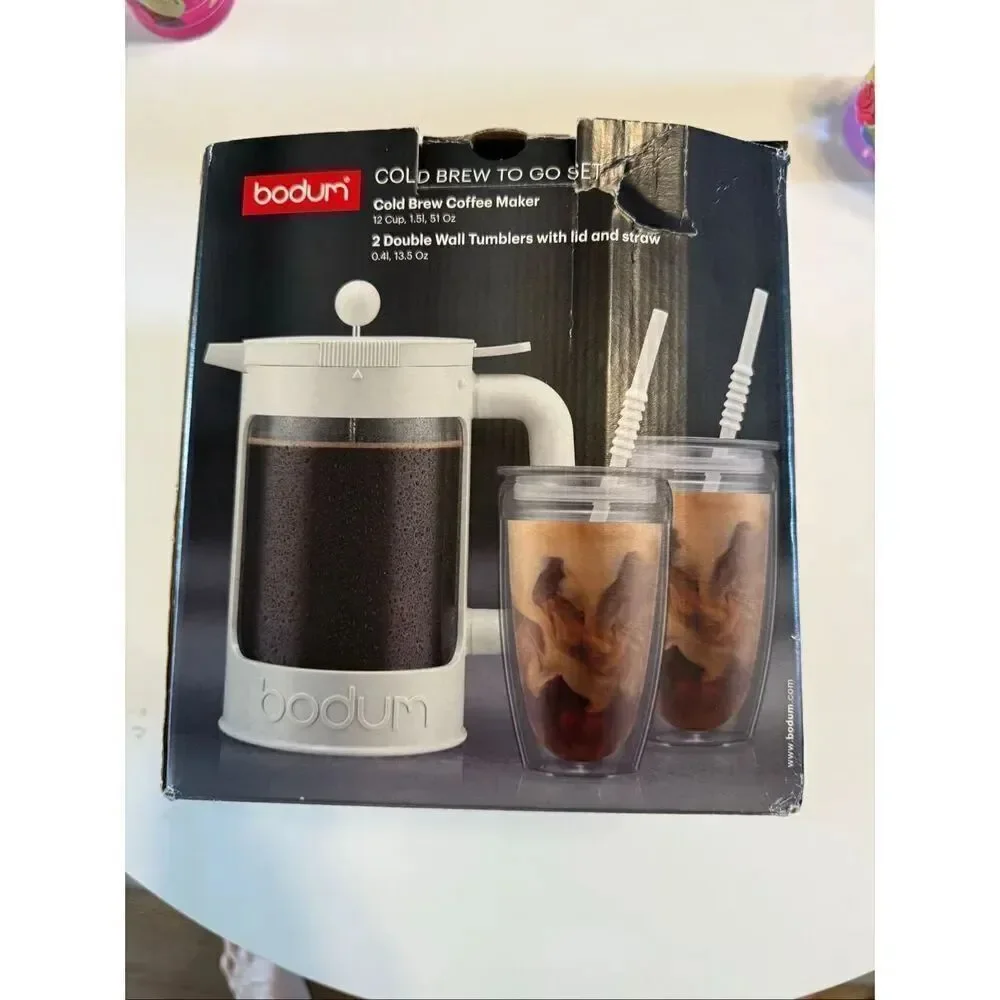 Bodum Cold Brew To Go Set Iced Coffee Maker & 2 Tumblers 12-14 Hours Overnight